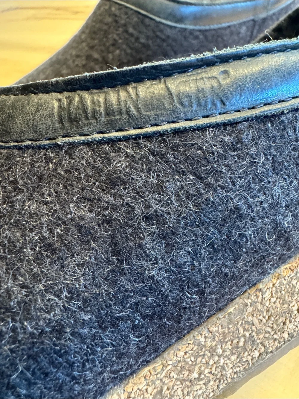 Haflinger Charcoal Wool with Black Leather Trim 45 US men’s 12